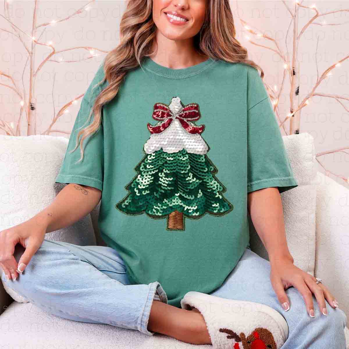 COQUETTE CHRISTMAS TREE *FAUX SEQUIN* - DTF TRANSFER