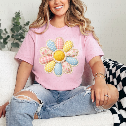 PATCHWORK DAISY - DTF TRANSFER - Hectic Momma Printing