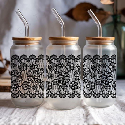 BLACK LACE *FAUX LACE* - UV DTF