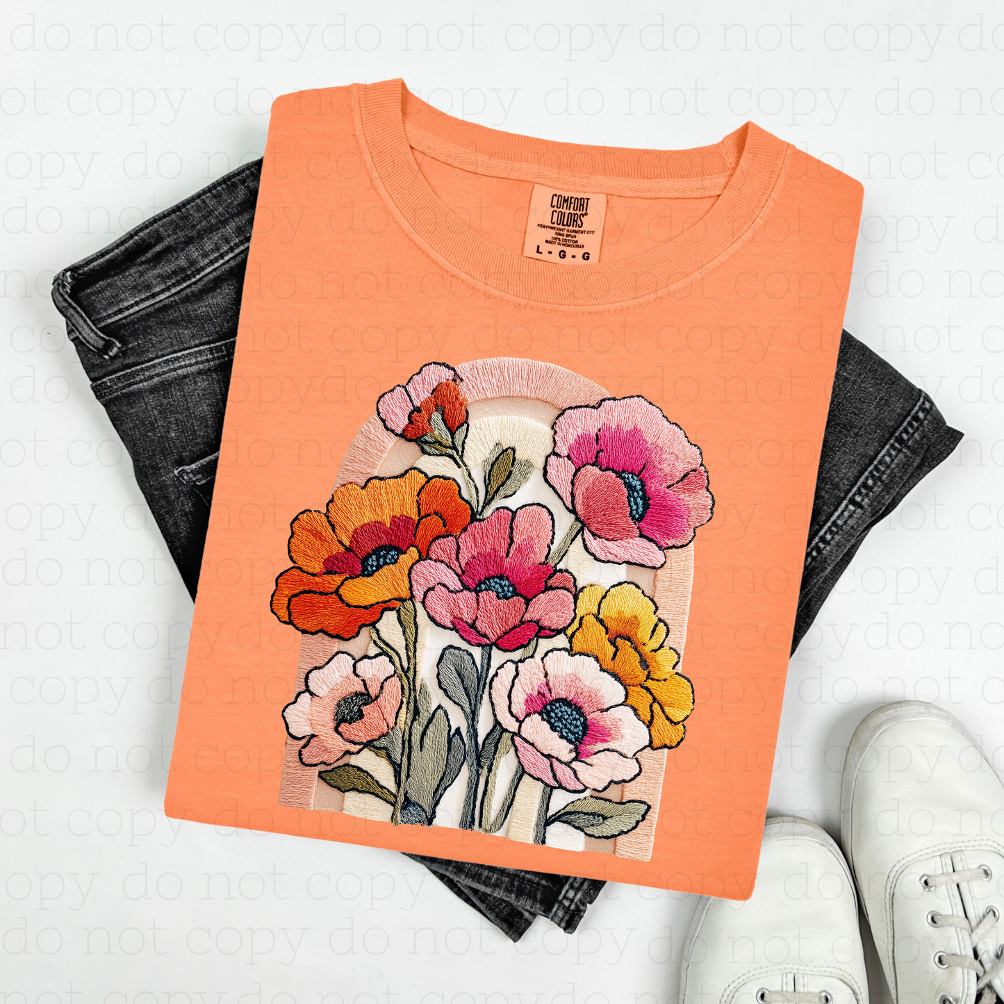 FLOWERS - FAUX EMBROIDERY+FAUX YARN - DTF TRANSFER