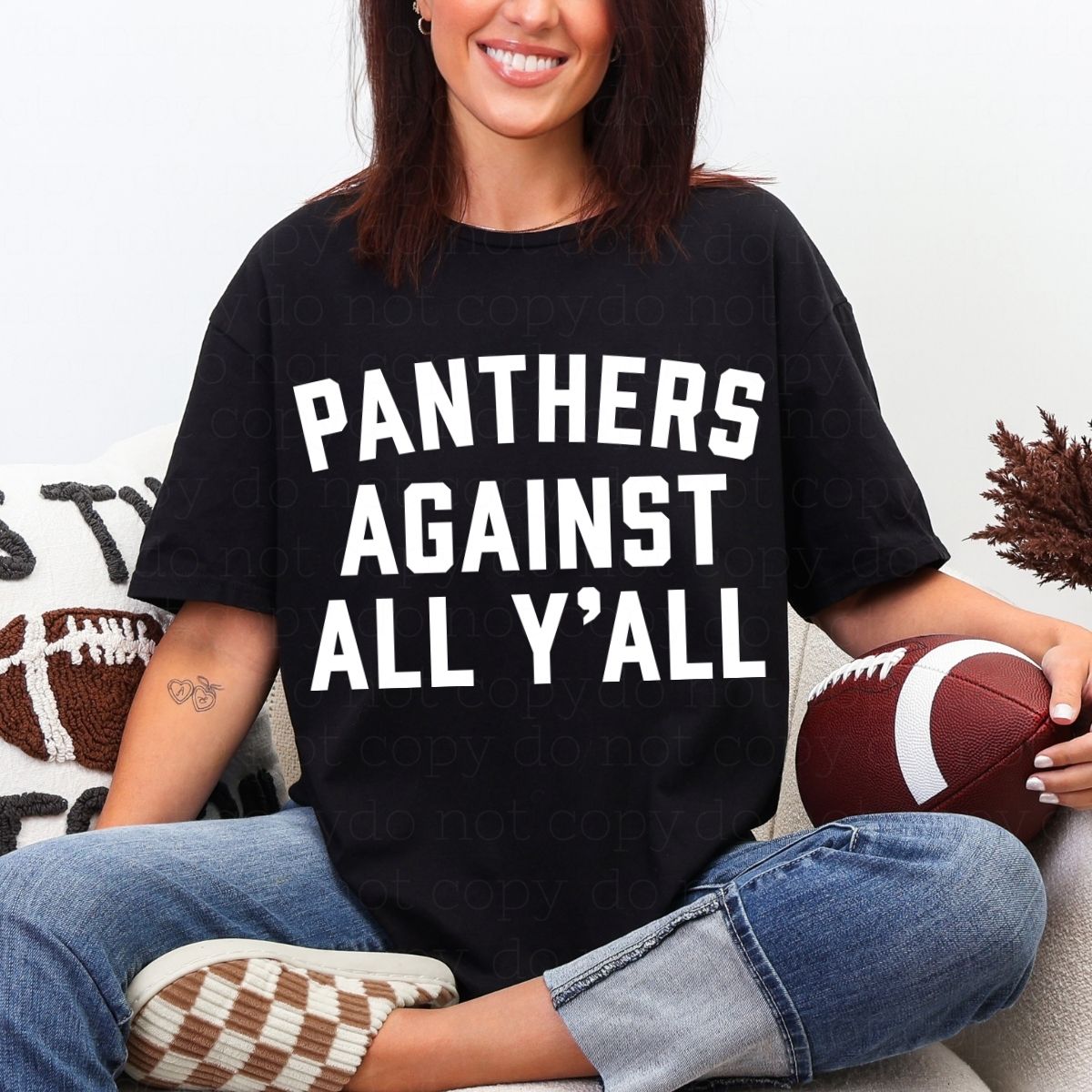 PANTHERS AGAINST ALL Y'ALL - DTF TRANSFER - Hectic Momma Printing