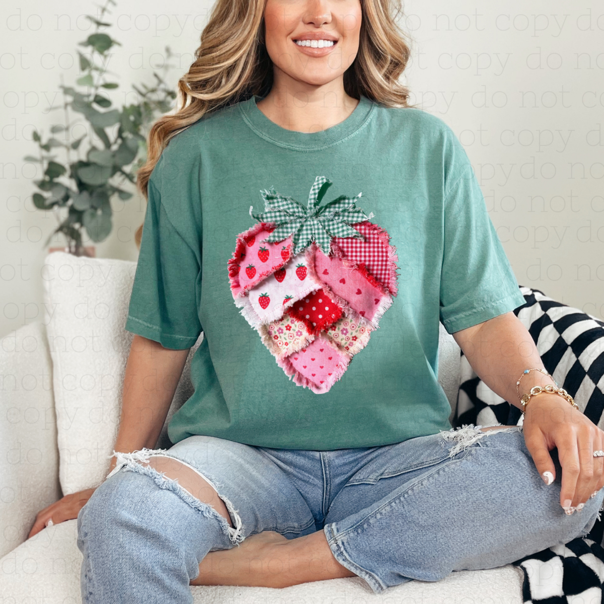 PATCHWORK STRAWBERRY - DTF TRANSFER - Hectic Momma Printing