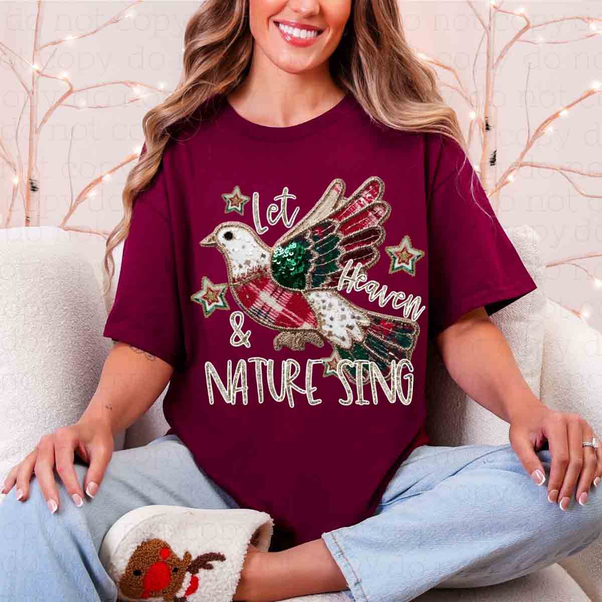 LET HEAVEN & NATURE SING *FAUX EMBROIDERY/FAUX SEQUIN* - DTF TRANSFER