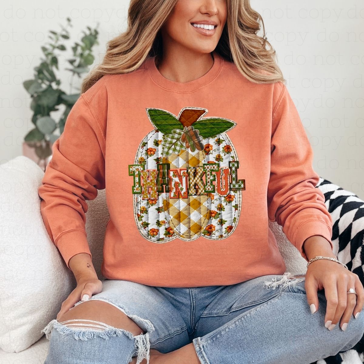 PATCHWORK THANKFUL PUMPKIN - DTF TRANSFER
