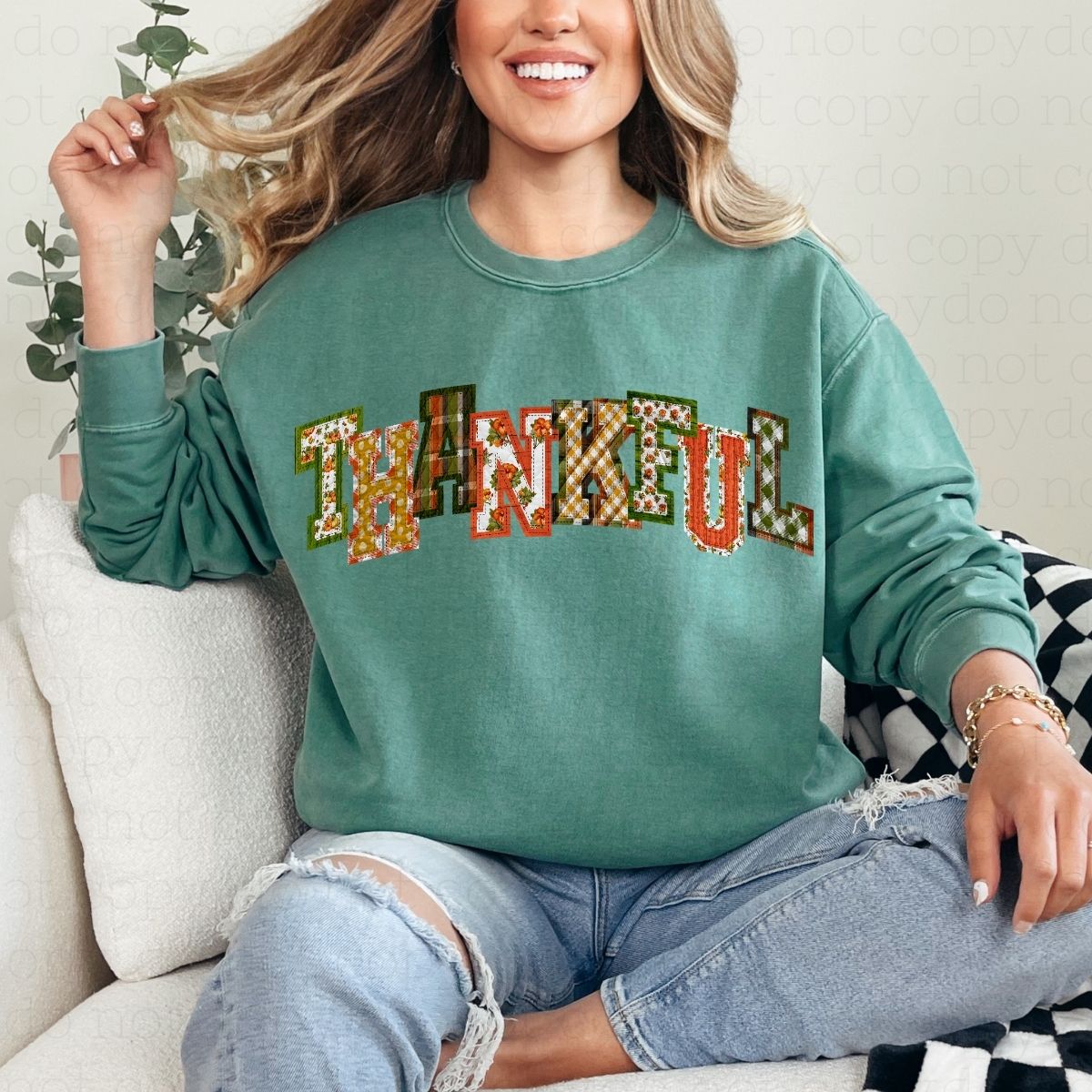 PATCHWORK THANKFUL - DTF TRANSFER