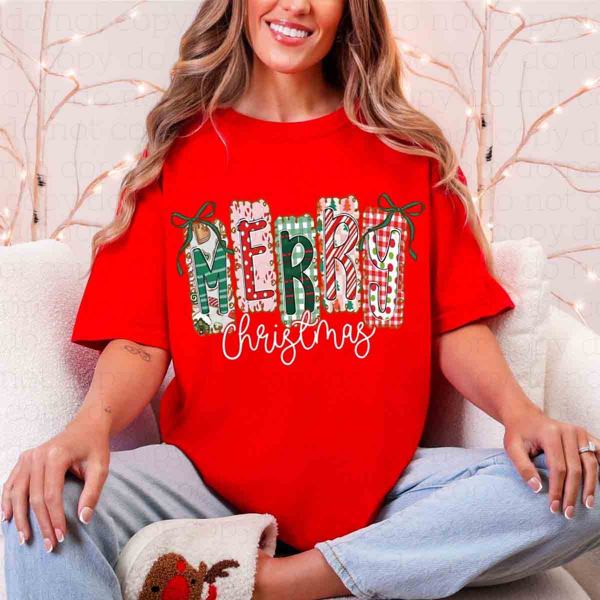 COQUETTE MERRY CHRISTMAS *WHITE TEXT* - DTF TRANSFER