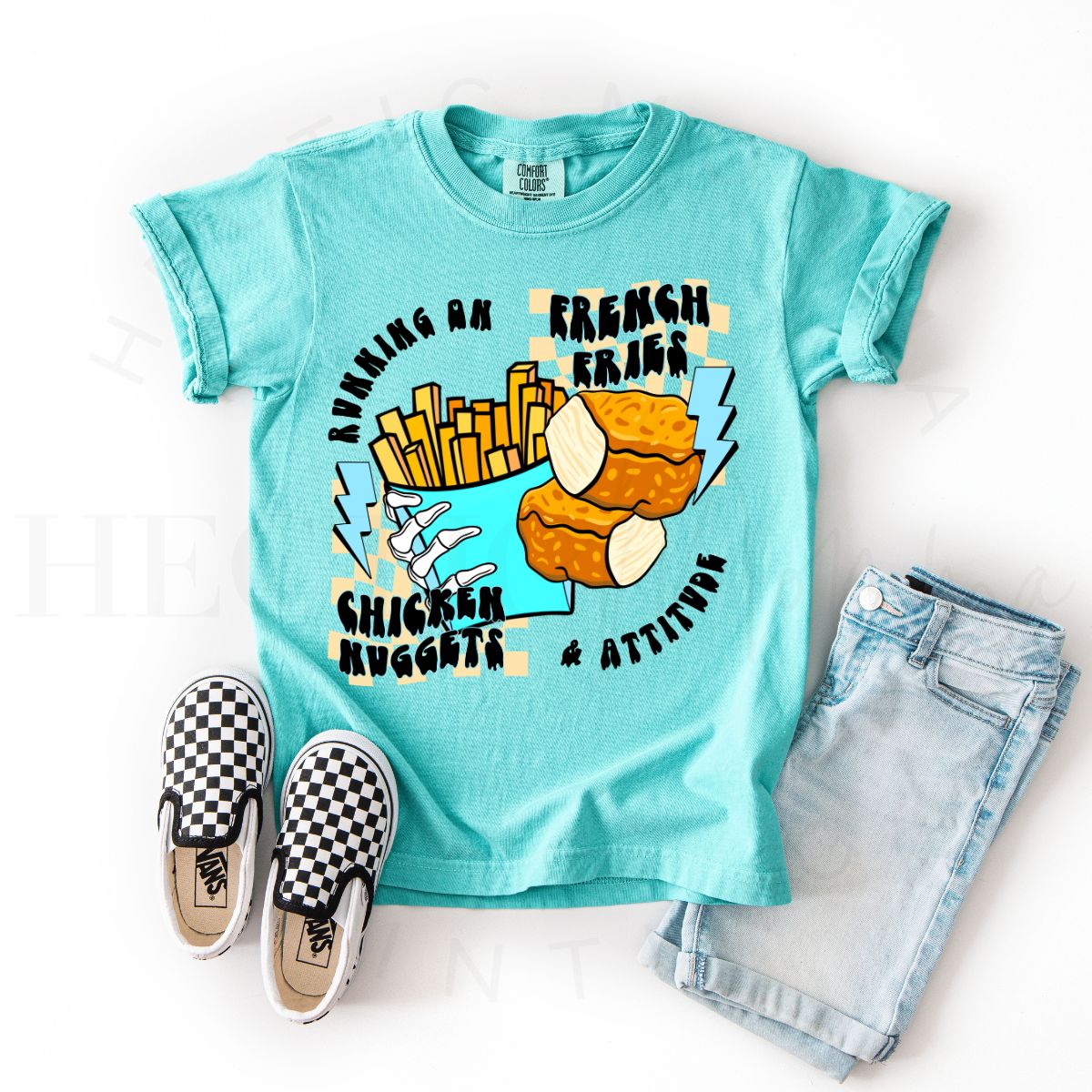 RUNNING ON FRENCH FRIES CHICKEN NUGGETS & ATTITUDE - DTF TRANSFER