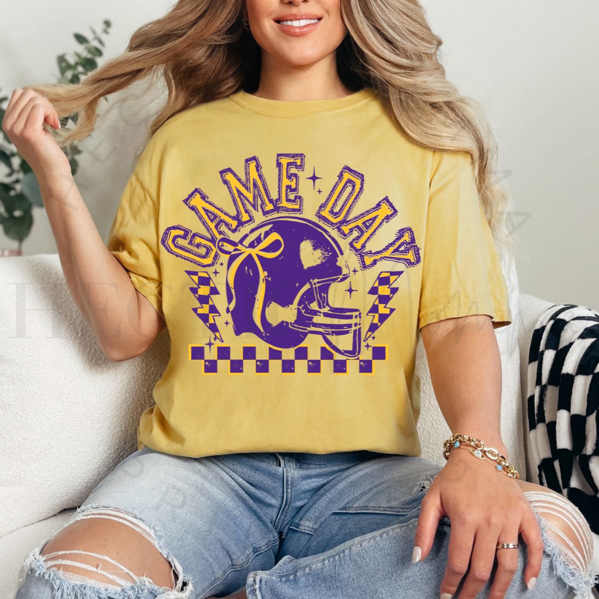 COQUETTE GAME DAY *PURPLE/YELLOW-PURPLE OUTLINE* - DTF TRANSFER