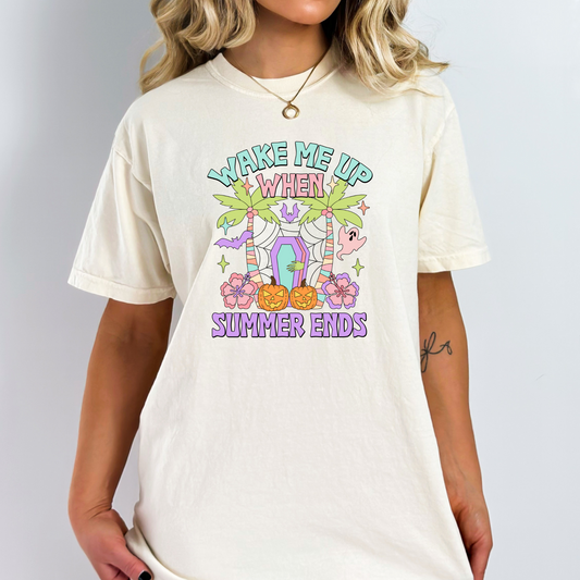 Wake me up when Summer ends   FULL  TSHIRT - Hectic Momma Printing