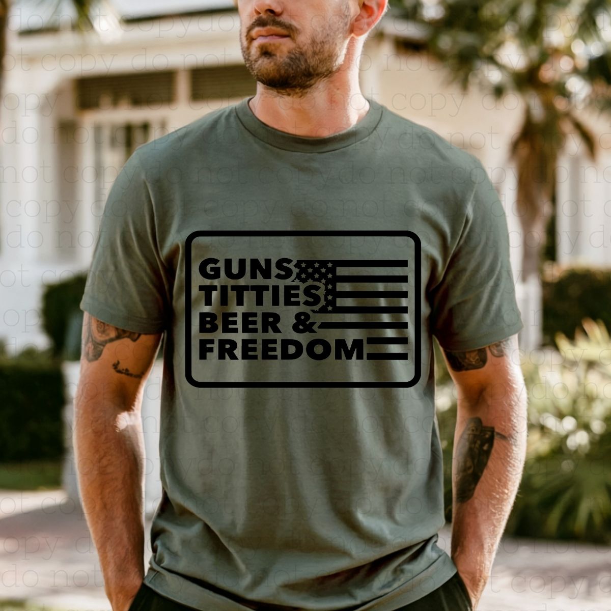 GUNS TITTES BEER & FREEDOM - DTF TRANSFER