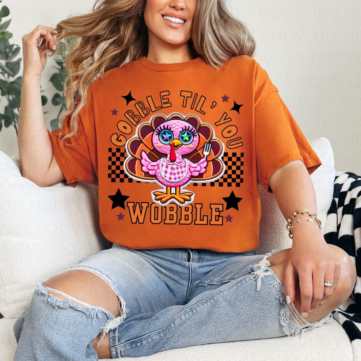 GOBBLE TIL' YOU WOBBLE *FAUX EMBROIDERY* - DTF TRANSFER