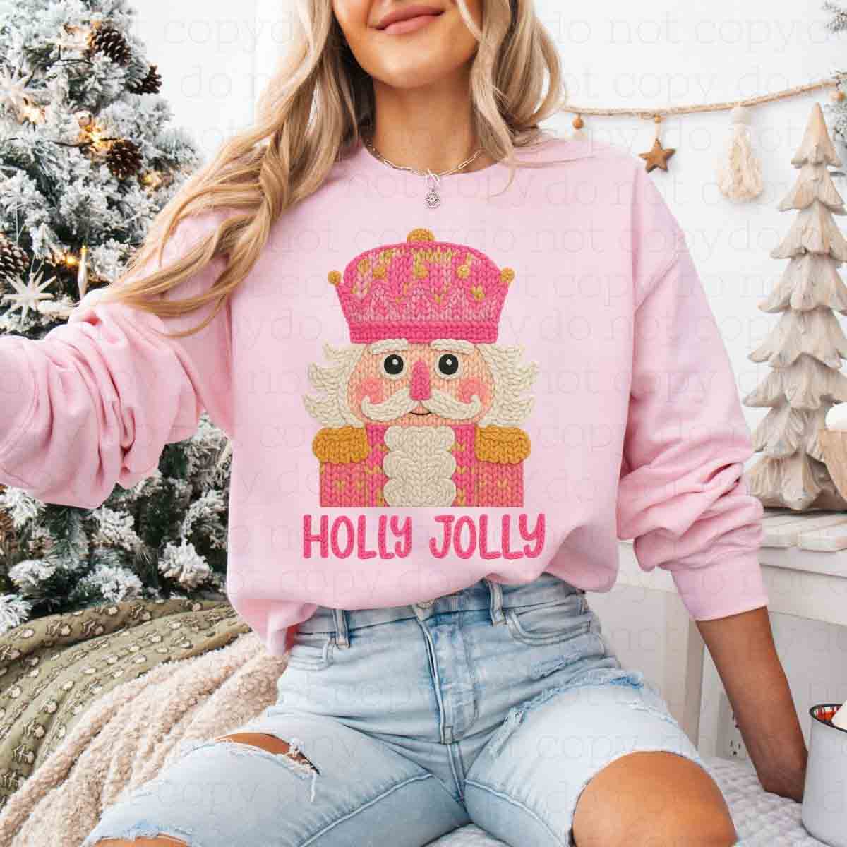 HOLLY JOLLY NUTCRACKER *FAUX YARN* - DTF TRANSFER