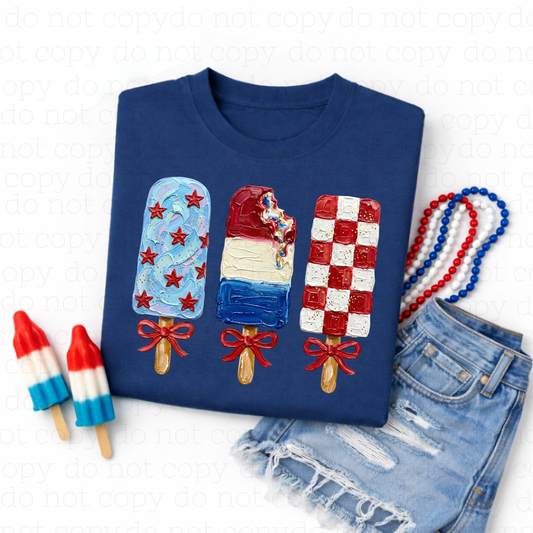 COQUETTE PAINTED PATRIOTIC ICE CREAM - DTF TRANSFER - Hectic Momma Printing