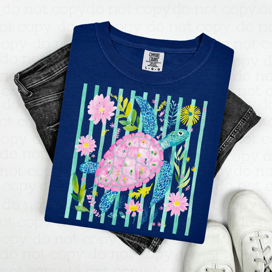 FLORAL SEA TURTLE - DTF TRANSFER