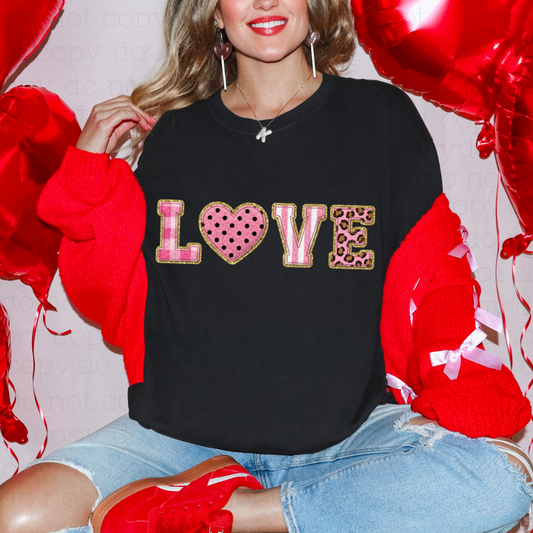 LOVE - FAUX EMBROIDERY - DTF TRANSFER
