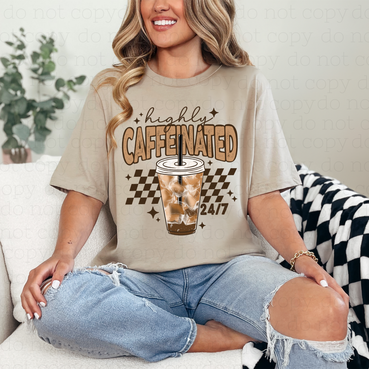 HIGHLY CAFFEINATED - DTF TRANSFER - Hectic Momma Printing