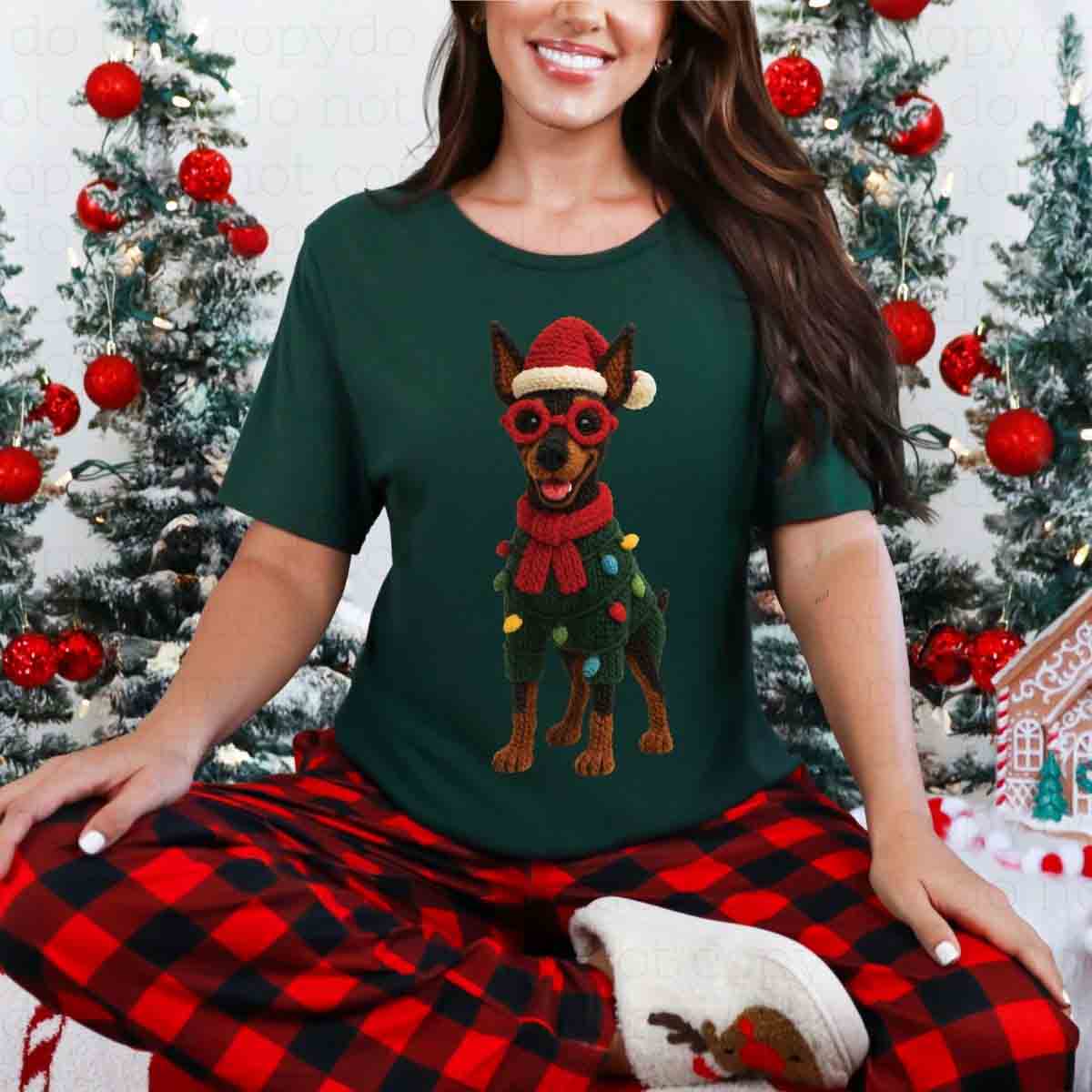 CHRISTMAS DOBERMAN *FAUX YARN* - DTF TRANSFER