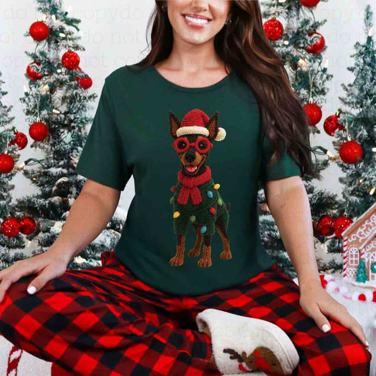 CHRISTMAS DOBERMAN *FAUX YARN* - DTF TRANSFER