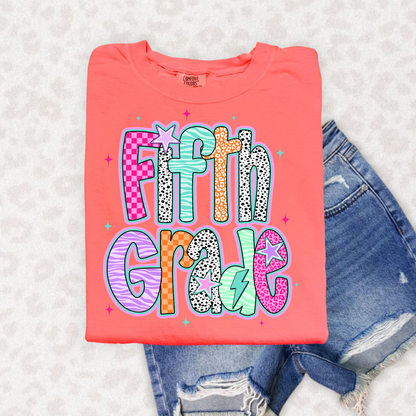 RETRO PINK GRADES PRE-K TO FIFTH GRADE - DTF TRANSFER