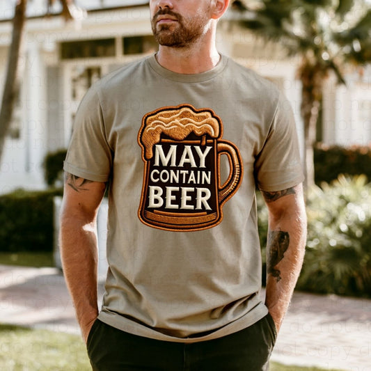 MAY CONTAIN BEER *FAUX EMBROIDERY* - DTF TRANSFER