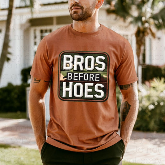 BROS BEFORE HOES *FAUX EMBROIDERY* - DTF TRANSFER