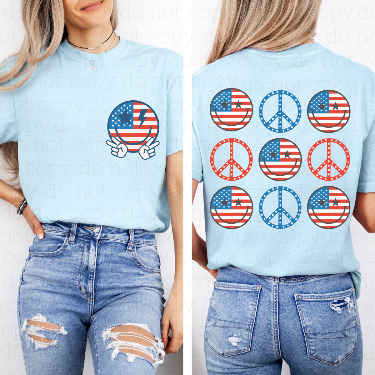 VINTAGE AMERICA PEACE - FRONT+BACK - DTF TRANSFER - Hectic Momma Printing
