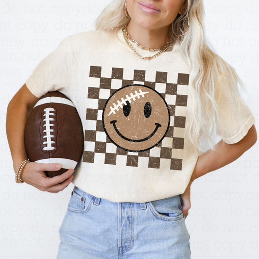 CHECKERED FOOTBALL SMILEY FACE - DTF TRANSFER