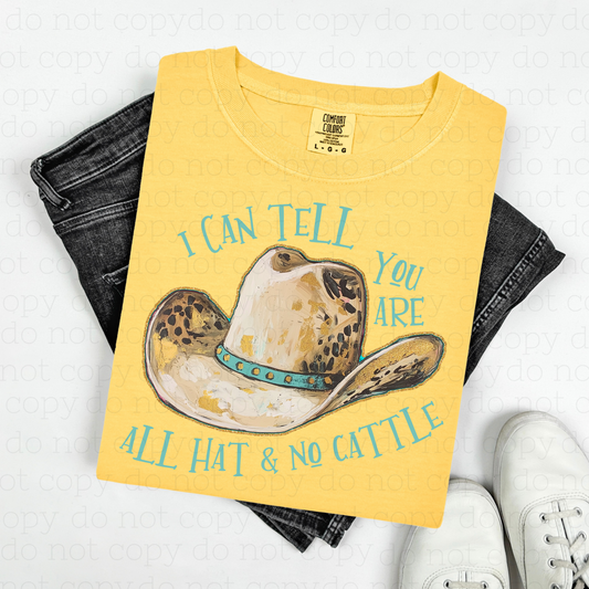 I CAN TELL YOU ARE ALL HAT & NO CATTLE - DTF TRANSFER