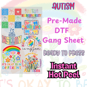 Its Okay To Be Different Autism Awareness DTF Transfer Bundle - Ready to press for Shirts and Crafters #DTFTransfers #DTF