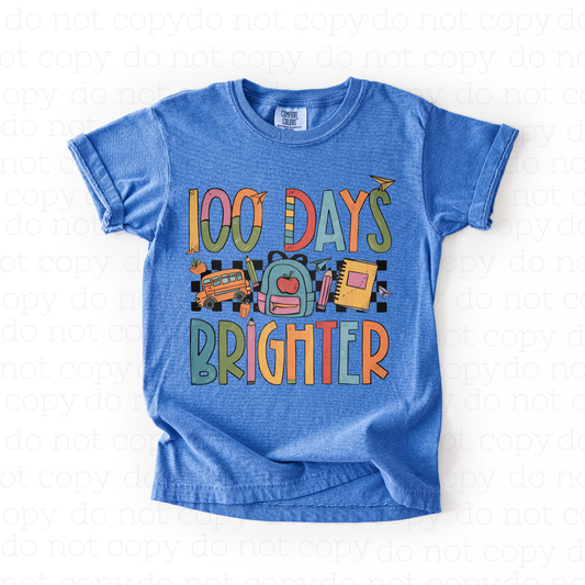 100 DAYS BRIGHTER - CHECKERED SCHOOL SUPPLIES - DTF TRANSFER