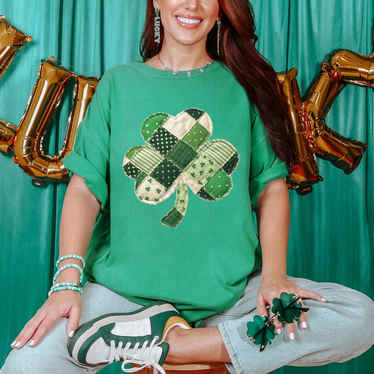 PATCHWORK SHAMROCK - DTF TRANSFER - Hectic Momma Printing