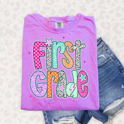 RETRO PINK GRADES PRE-K TO FIFTH GRADE - DTF TRANSFER