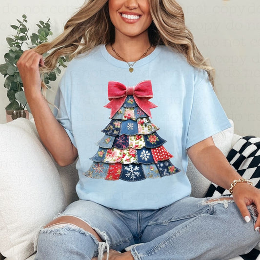 COQUETTE DENIM CHRISTMAS TREE - DTF TRANSFER