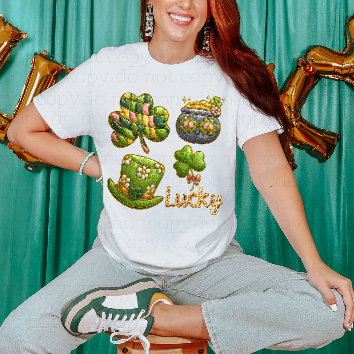 LUCKY DOODLE - FAUX SEQUIN - DTF TRANSFER