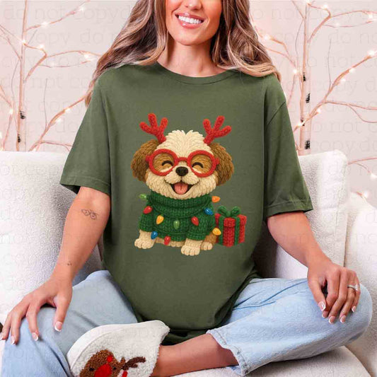 CHRISTMAS SHIH TZU *FAUX YARN* - DTF TRANSFER