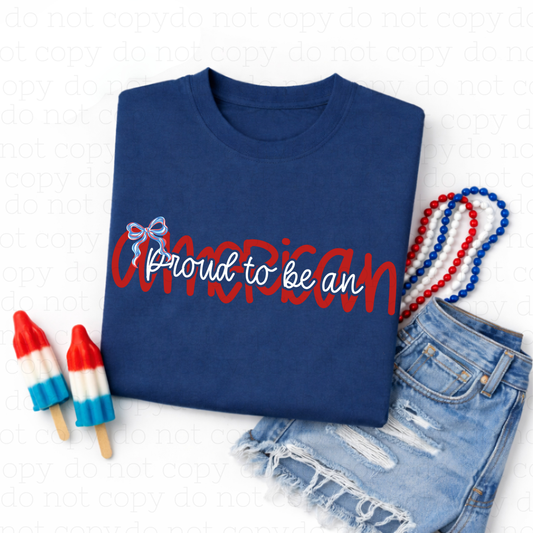 COQUETTE PROUD TO BE AN AMERICAN - DTF TRANSFER - Hectic Momma Printing
