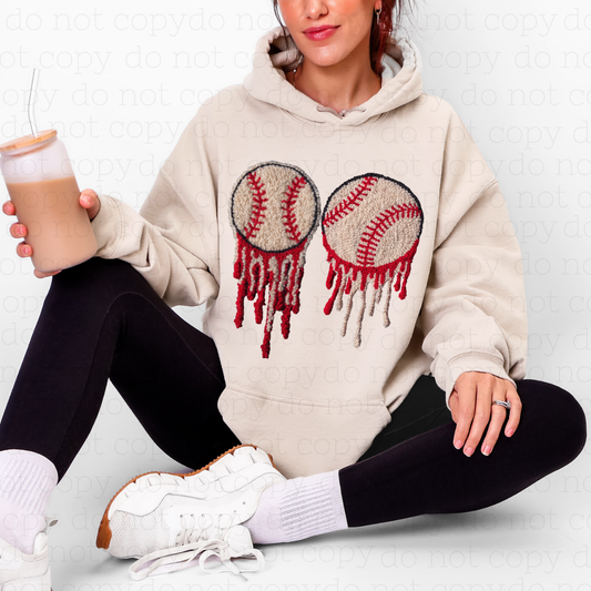 DRIPPY BASEBALL - FAUX YARN - DTF TRANSFER - Hectic Momma Printing