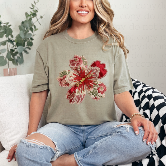 PREPPY HIBISCUS - FAUX YARN - DTF TRANSFER - Hectic Momma Printing