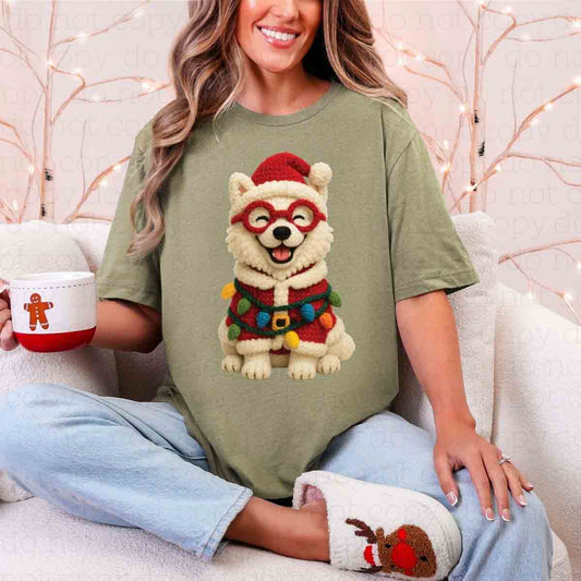 CHRISTMAS SAMOYED *FAUX YARN* - DTF TRANSFER