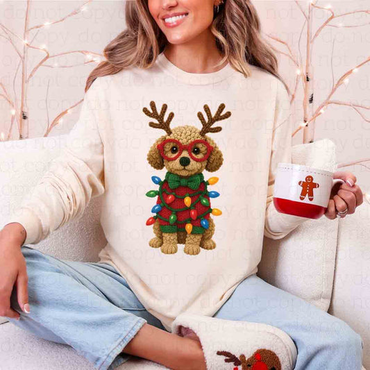 CHRISTMAS POODLE *FAUX YARN* - DTF TRANSFER