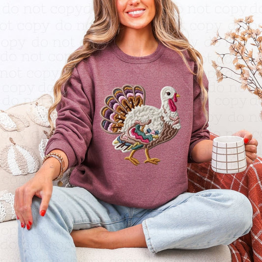 COLORFUL TURKEY *FAUX YARN* - DTF TRANSFER