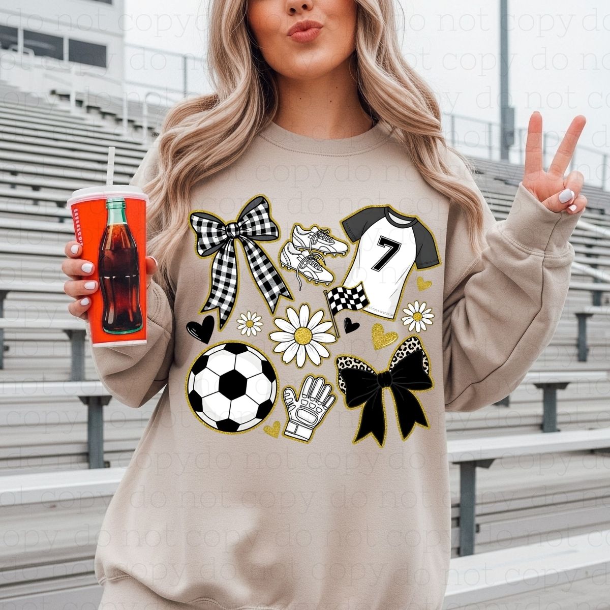 COQUETTE SOCCER DOODLE *FAUX GLITTER* - DTF TRANSFER