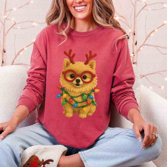 CHRISTMAS POMERANIAN *FAUX YARN* - DTF TRANSFER