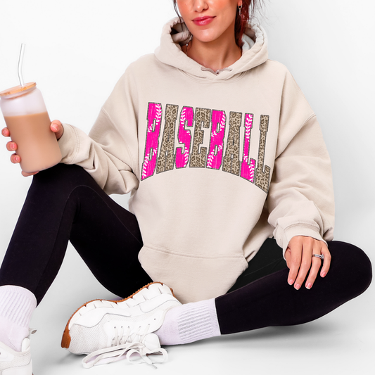 BASEBALL - PINK + LEOPARD PRINT - DTF TRANSFER - Hectic Momma Printing