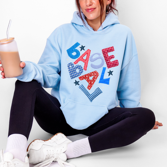 PATCHWORK BASEBALL DOODLE - DTF TRANSFER - Hectic Momma Printing