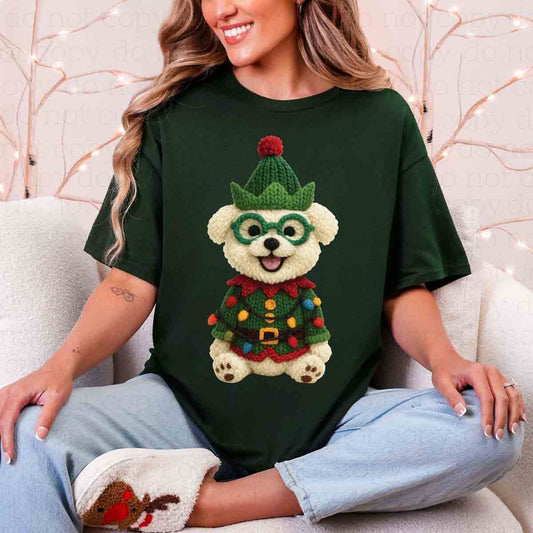 CHRISTMAS BICHON FRISE *FAUX YARN* - DTF TRANSFER