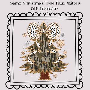 Camo Christmas Tree  Faux Glitter DTF Transfer