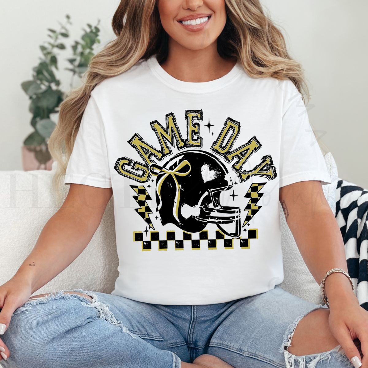COQUETTE GAME DAY *GOLD/BLACK-BLACK OUTLINE* - DTF TRANSFER