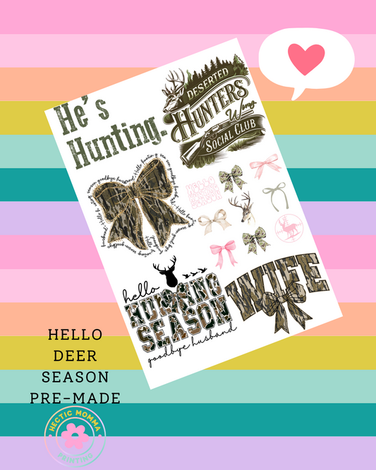 HELLO DEER SEASON PREMADE DTF GANG SHEET - Hectic Momma Printing