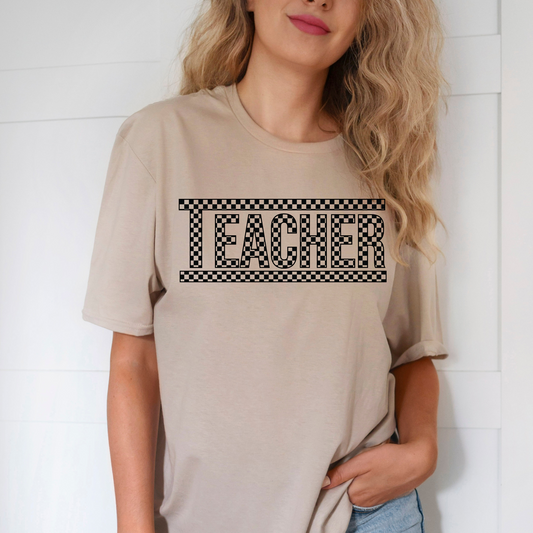 Checkered Teacher  DTF Transfer